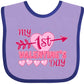 Inktastic My First Valentine 'S Day With Pink Heart And Arrow Baby Bib Lavender And Purple 39970