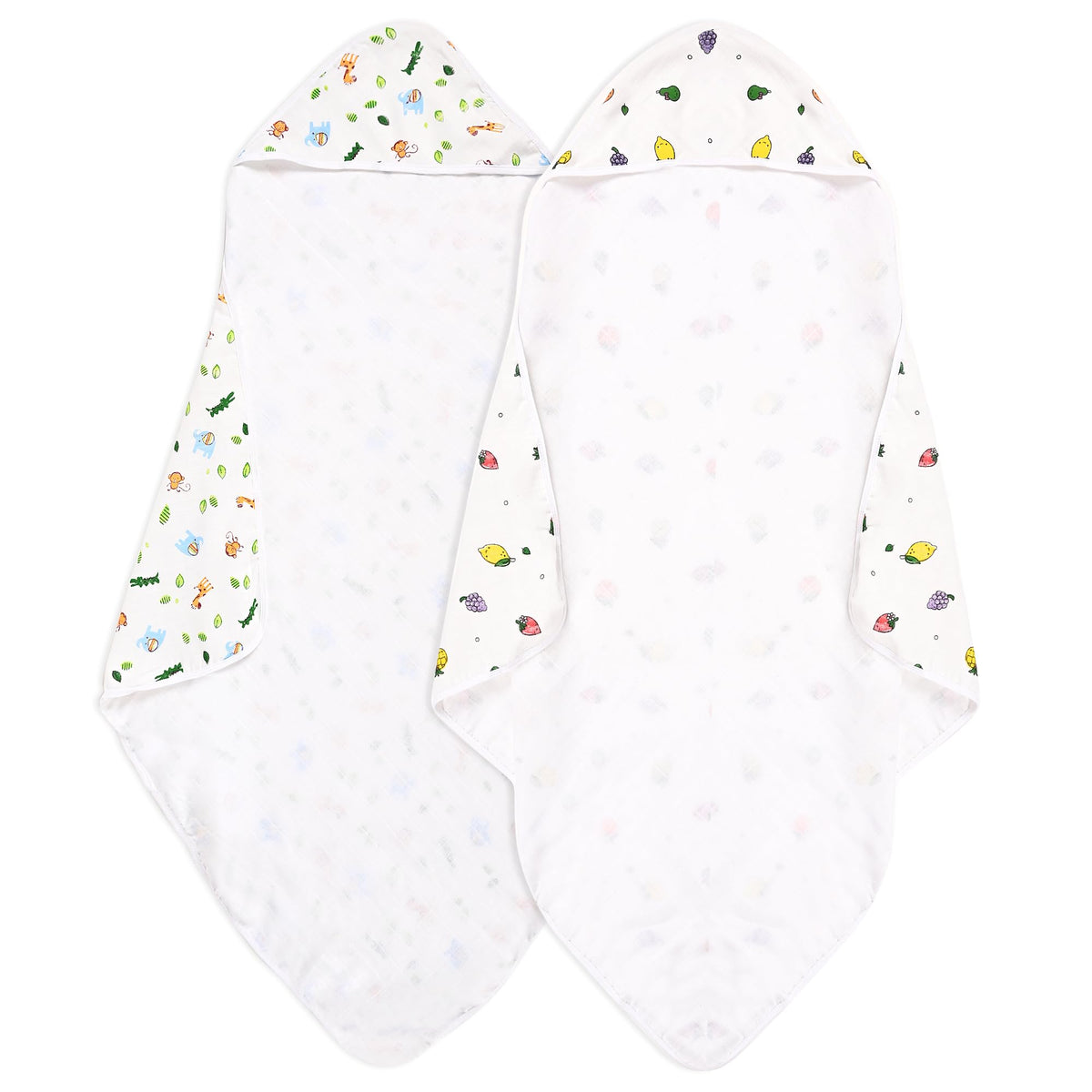 Urbane Home Pack of 2 Soft & Absorbant Cotton Hooded Towels for New Born Baby | Wrapping Bath Towel for 012 Months | 83x83 cm |