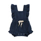 Younger Tree Toddler Baby Girl Ruffled Sleeveless Romper Casual Summer Jumpsuit Cotton Linen Clothes (Blue, 3-6 Months)