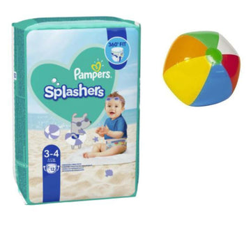 Small - Splashers Swim Diapers Disposable Swim Pants, (13-24 Lb), 12 Count + Inflatable Pool Ball (5 Inch) B09Bdcdt7Z