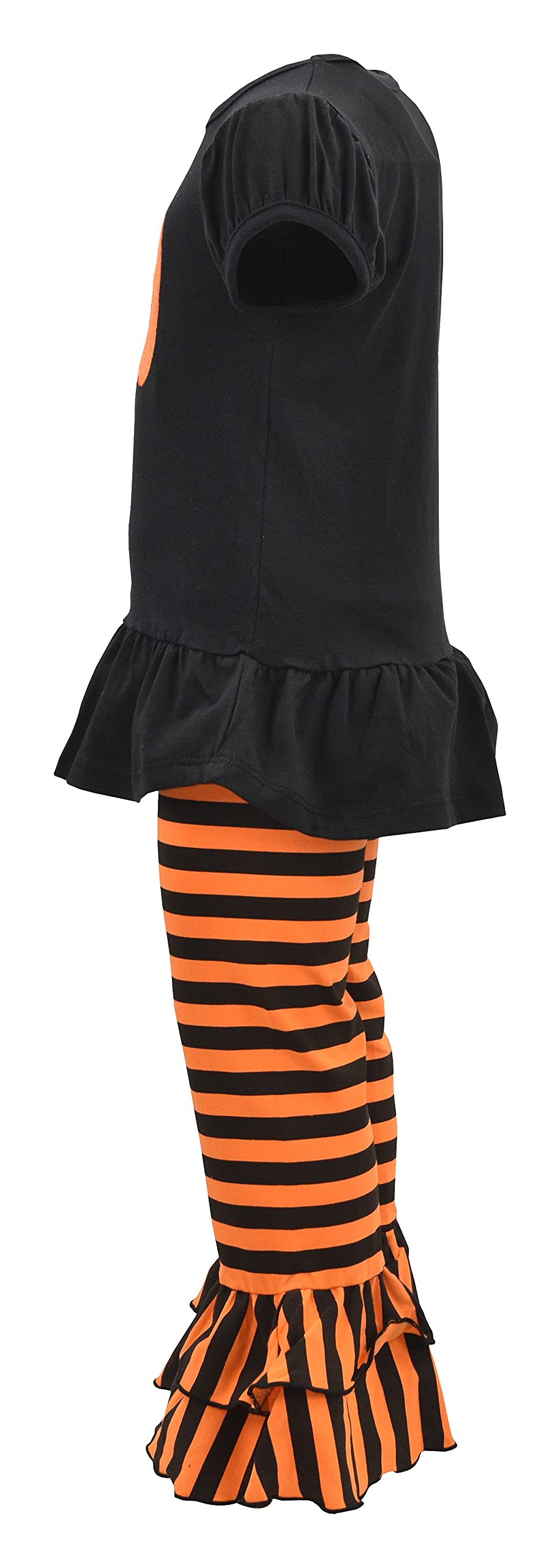Unique Baby Baby-Girls 2 Piece Halloween Pumpkin Ruffled Pants Outfit (5T)