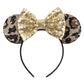 Foeran Mouse Ears Headbands Shiny Bows Mouse Ears Glitter Party Princess Decoration Cosplay Costume For Girls Women (Leopard/Gol