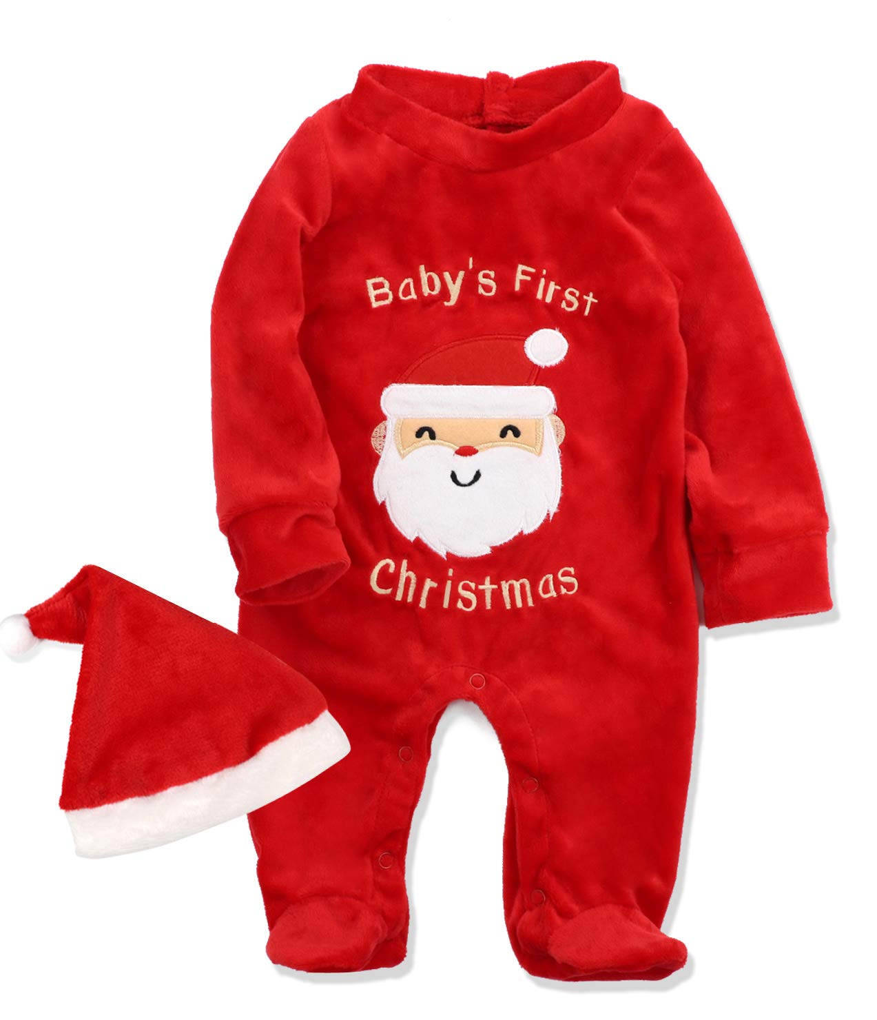 Von Kilizo Baby Christmas Outfit My First Christmas Baby Girl Boy Outfit 3-6 Months Newborn Boy Girl Christmas Outfit Footed Rom