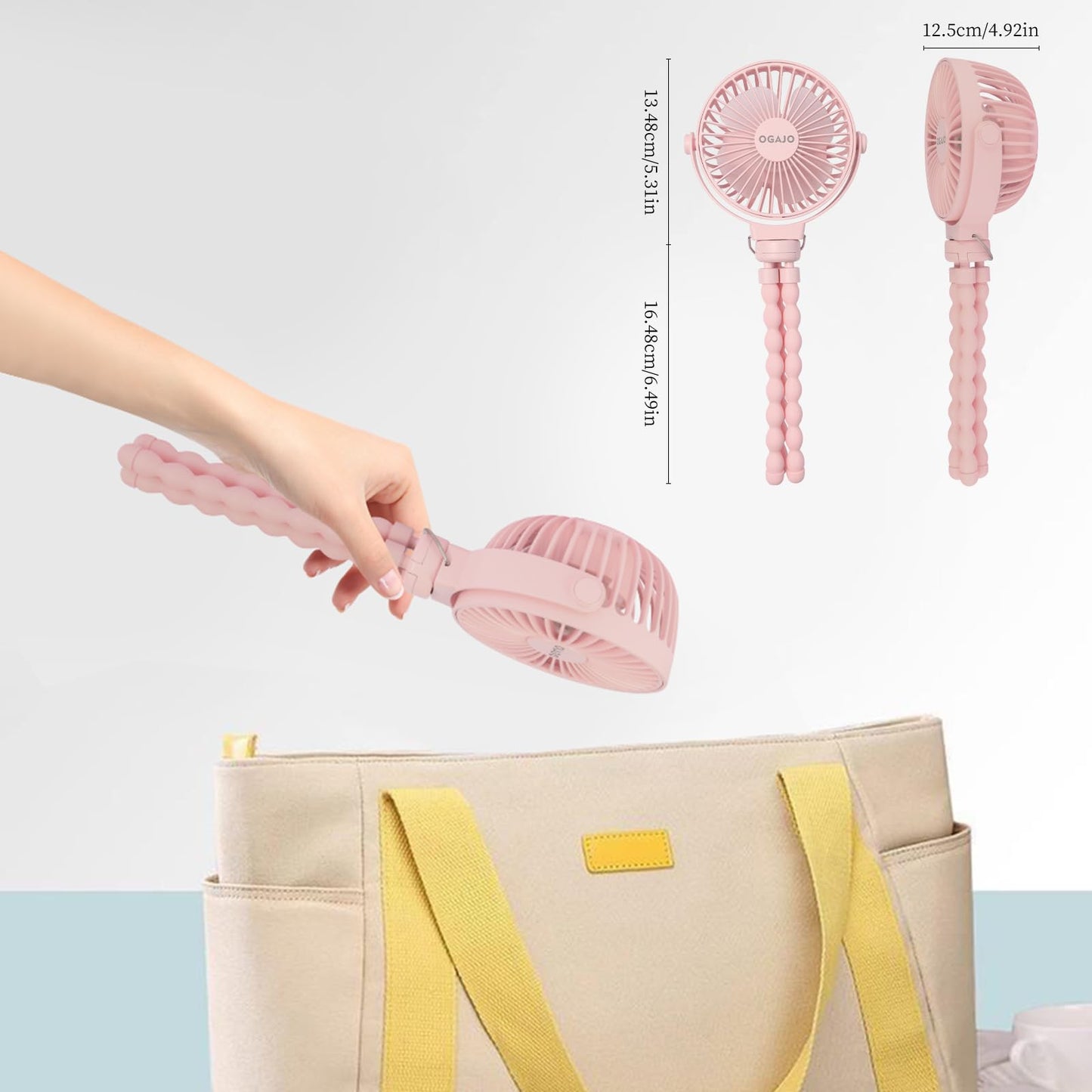 Portable Stroller Fan,With Flexible Tripod And 3 Speeds Clip On Car Seat Fan Mini Small Personal Handheld Battery Powered Usb Fa