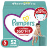 Diapers Size 5, 52 Count - Pampers Pull On Cruisers 360 Fit Disposable Baby Diapers With Stretchy Waistband, Super Pack (Packagi