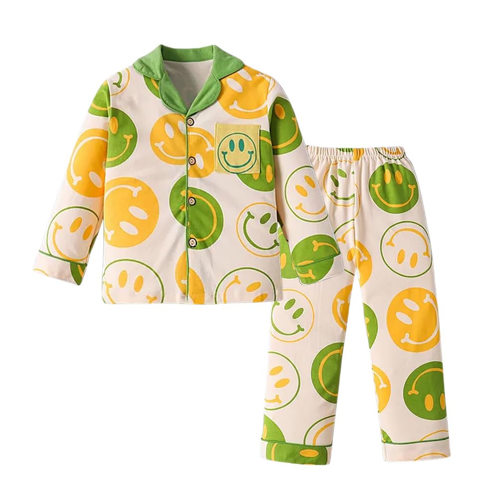 Little Surprise Box, Smilie Print Soft Cotton Kids Nightsuit67Y Cream