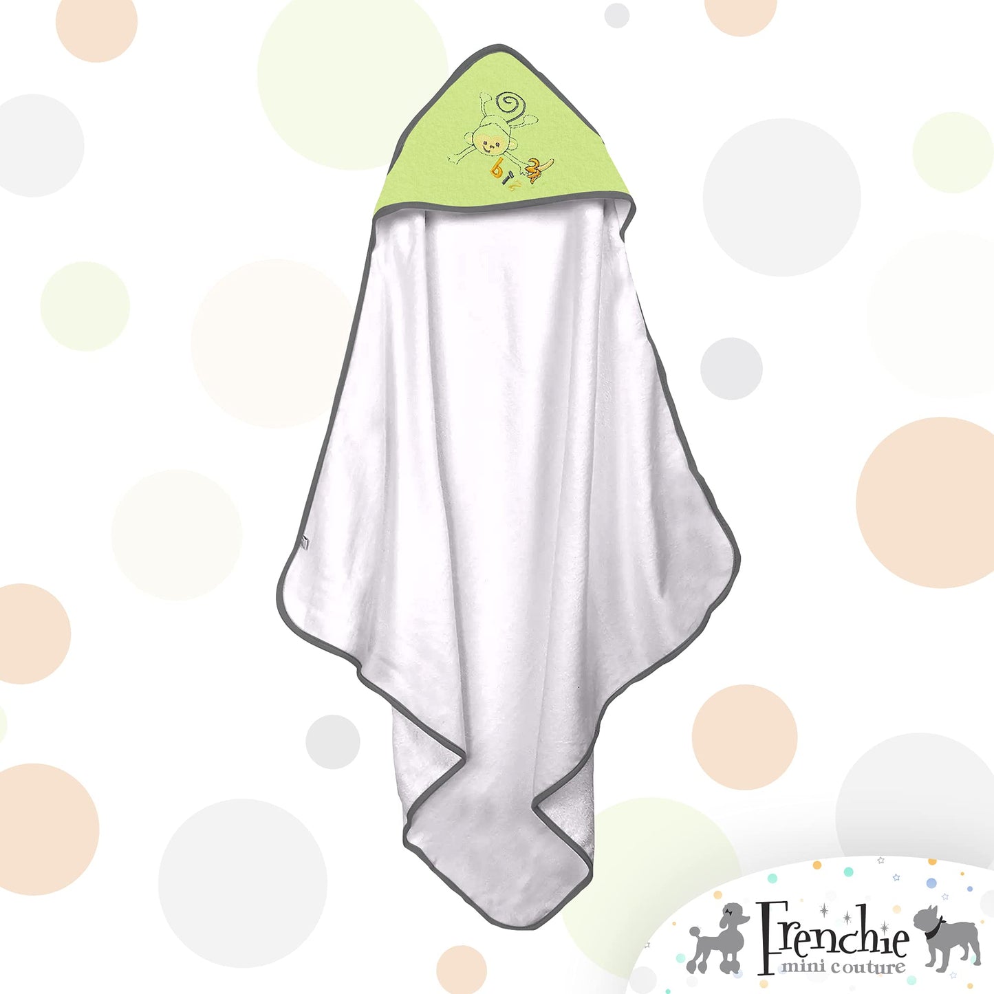 Frenchie Mini Couture, Hooded Bath Towels For Babies, 80% Cotton/20% Polyester, Wild Animal Design Baby Bath Towel Set, Pack Of