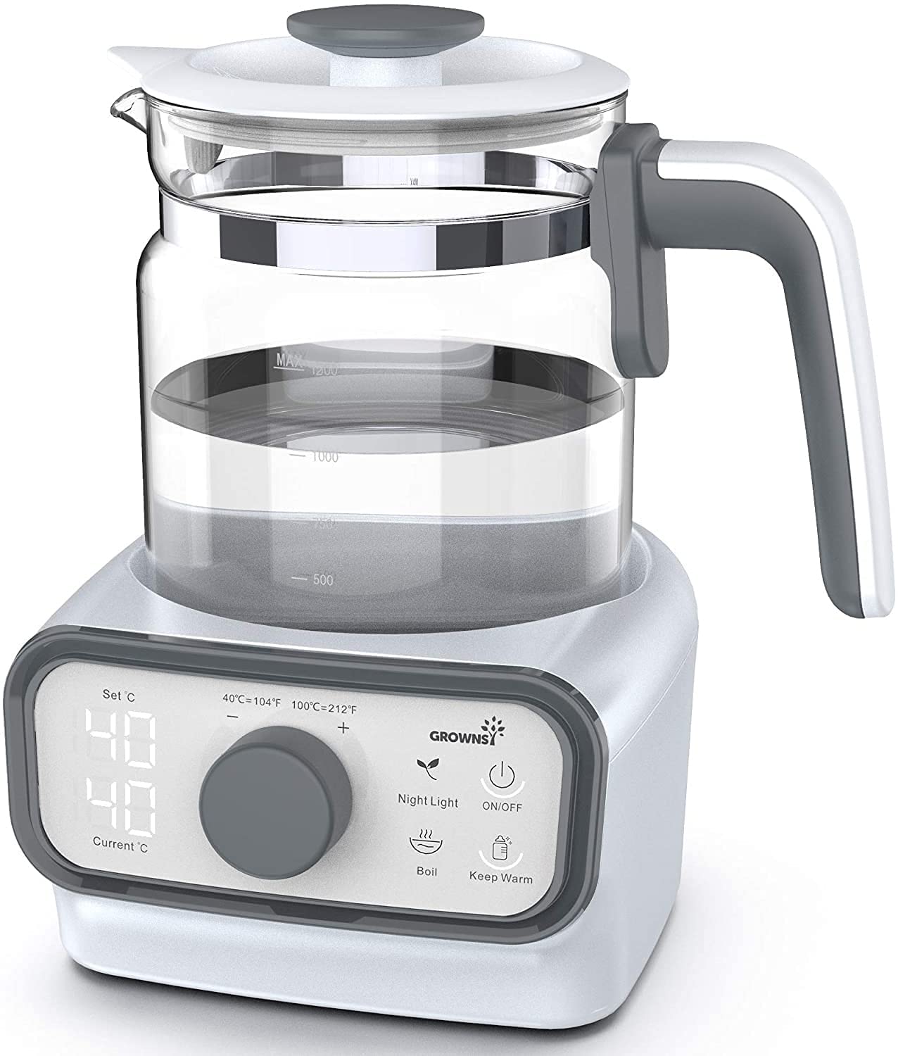 Baby Instant Warmer, Glass Water Boiler with Accurate Temperature Control for Formula, Coffee and Tea, 1.3 Liter Electric Kettle