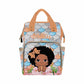Artsadd Personalized Diaper Bag For Baby Girls, Orange Bow Tie Flower Travel Backpack Custom Multi-Function Mommy Nappy Baby Bag