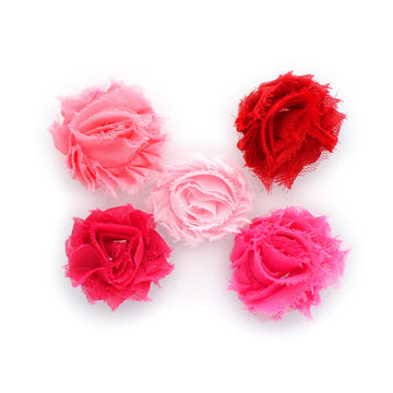 My Lello 1.75 Small Shabby Flower Baby Hair Clippie Variety 5-Pack - Coral Pink/Red/Light Pink/Shocking Pink/Hot Pink