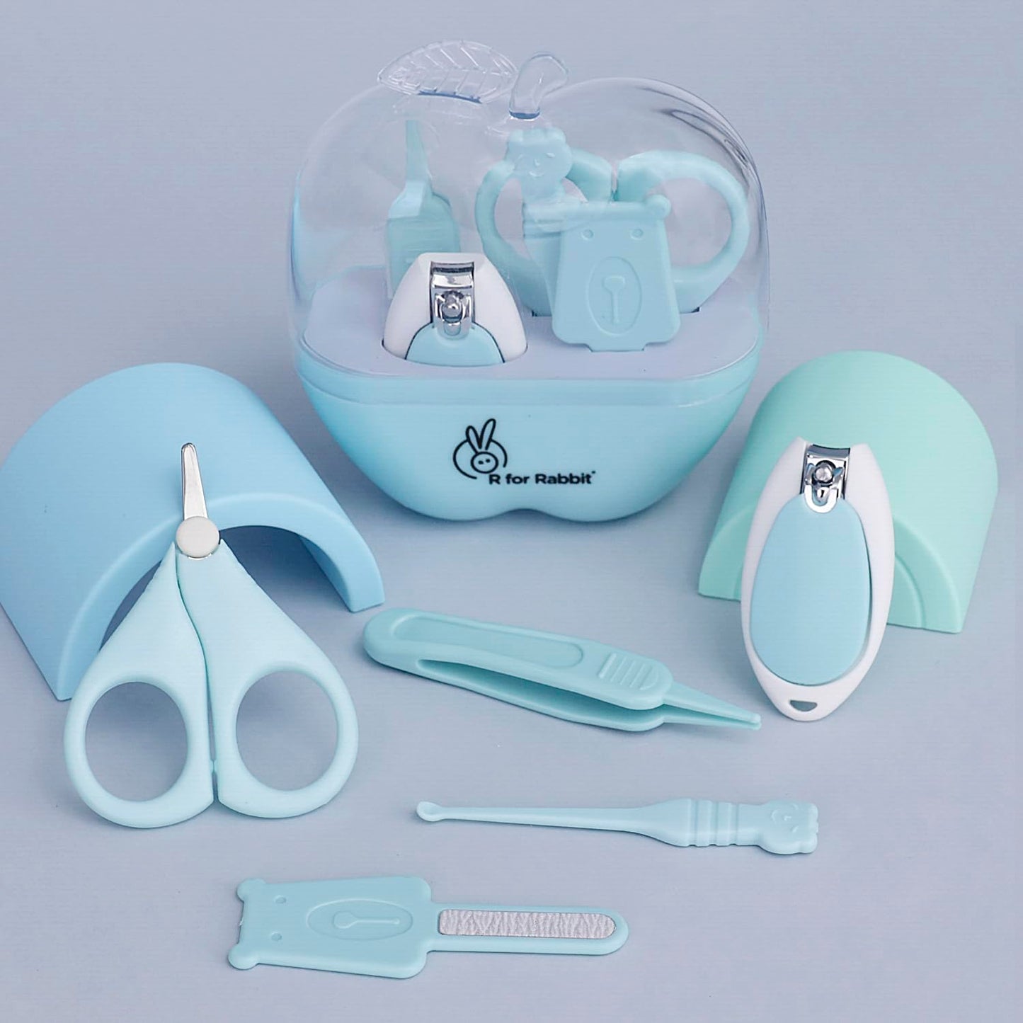 R For Rabbit Stylo Apple New Born Baby 5 In1 Nail Grooming Kit For Baby Manicure Set With Kids Nail Cutter,Tweezer, Filer, Ear P