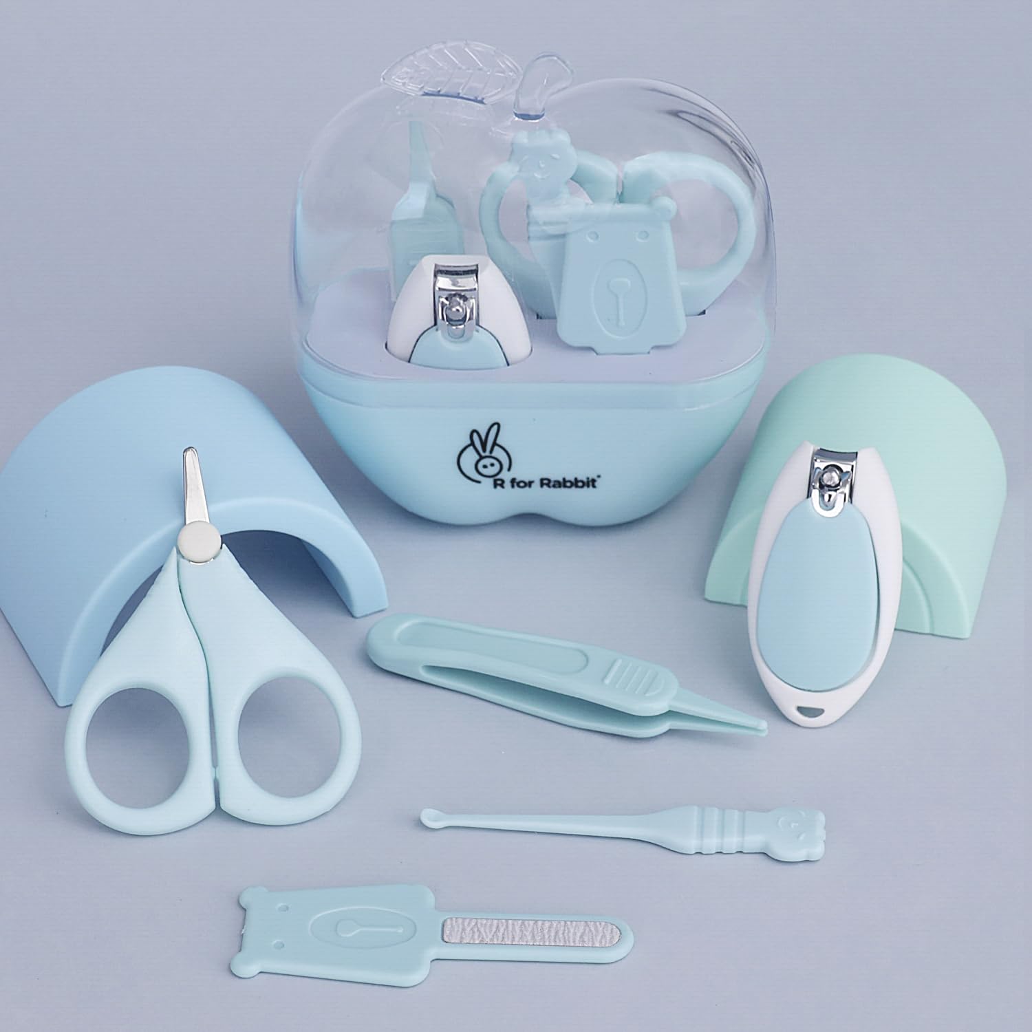 R For Rabbit Stylo Apple New Born Baby 5 In1 Nail Grooming Kit For Baby Manicure Set With Kids Nail Cutter,Tweezer, Filer, Ear P