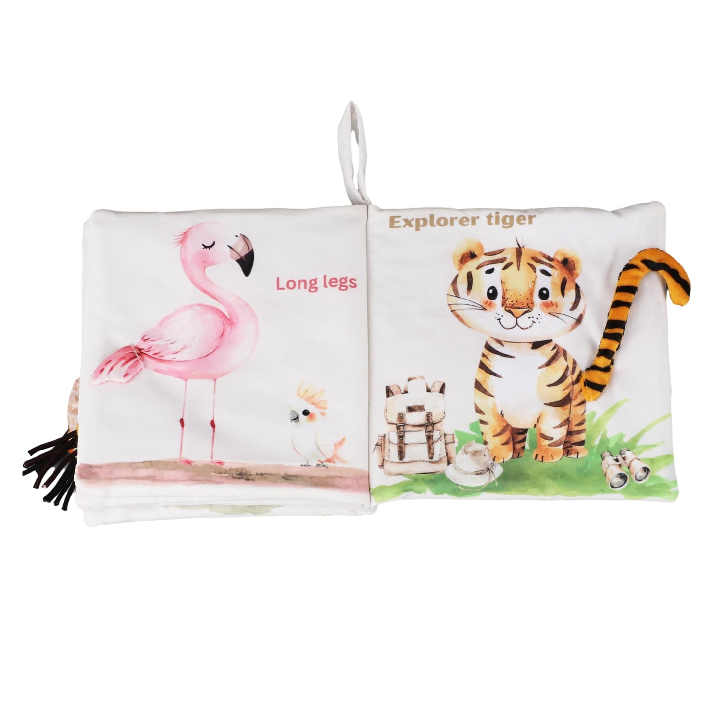 Ali+Oli Baby Cloth Book - Soft Sensory Crinkle Book with Textured Tails for Infants 0-12 Months - Early Learning Touch & Feel Tu