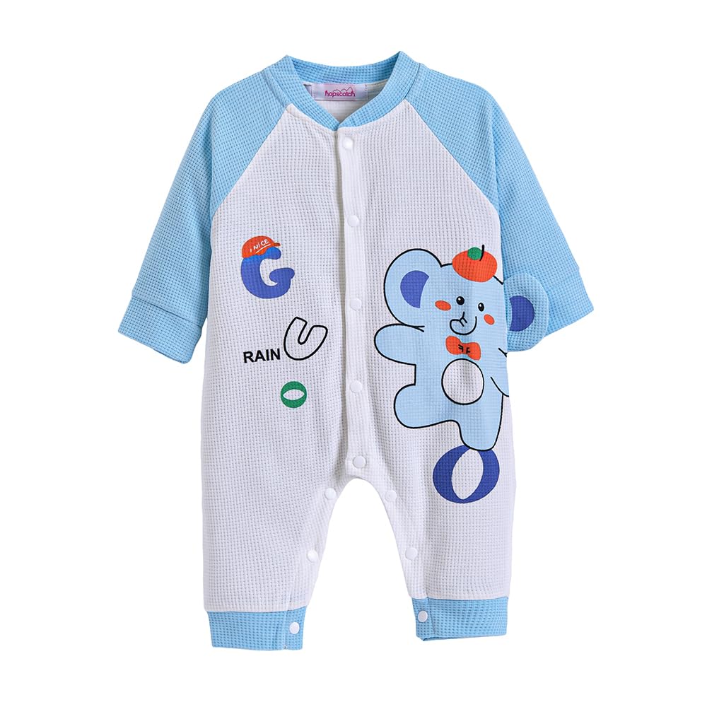 Hopscotch Boys Blue Full Sleeves Elephant Applique Bodysuit For Age (1224 Months)