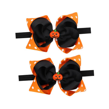 PERSELOSO 2pcs Halloween Headband Elastic Soft Headwraps with Bow for Newborn Lightweight Stretchy Hair Accessories Gift