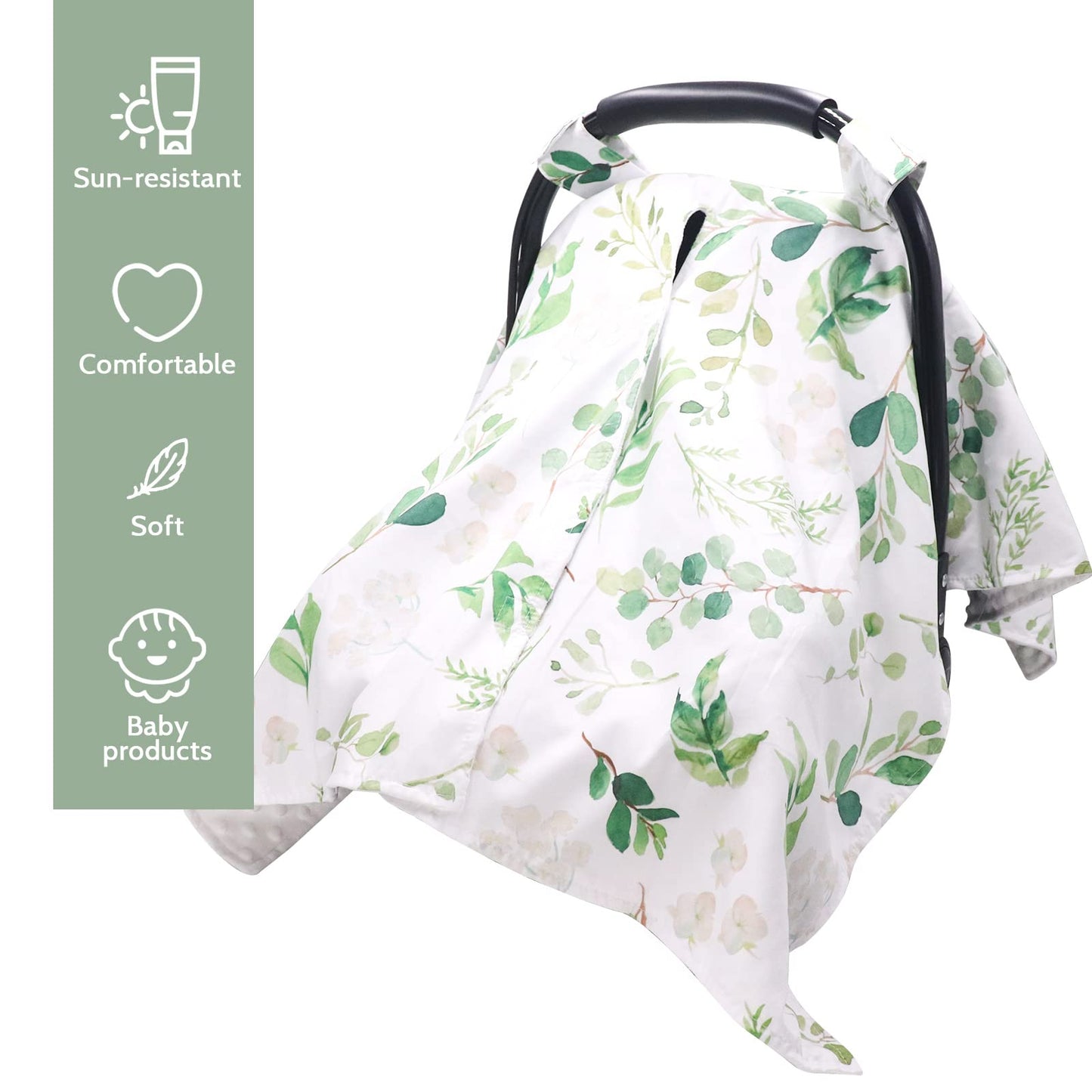 Tanofar Car Seat Cover Baby, Carseat Covers Baby Boy Girl, Peekaboo Opening Infant Car Seat Cover For Winter, Warm & Cozy, Green