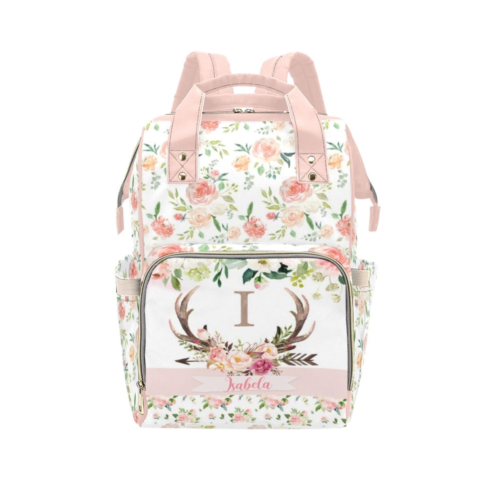 Noverbibi Custom Diaper Bag for baby Customized Antlers Deer Baby Bag Personalized Nursing Bags with Name Custom Name Mommy Dayp