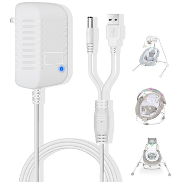 Ingenuity Baby Swing Charger - 2-In-1 Compact Portable Replacement Power Cord For Baby Rocker - Compatible With Inlighten, Simpl