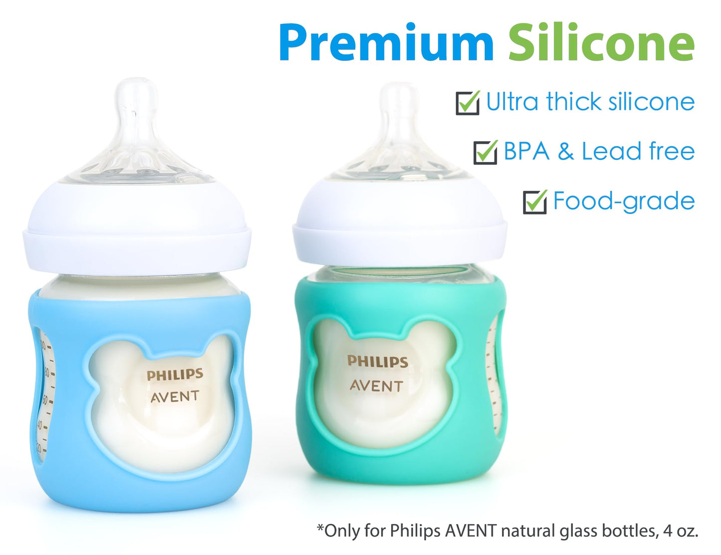 Silicone Baby Bottle Sleeves For Philips Avent Bottles, Anti Breakage Baby Bottle Holder For Avent Natural Glass Baby Bottles, C