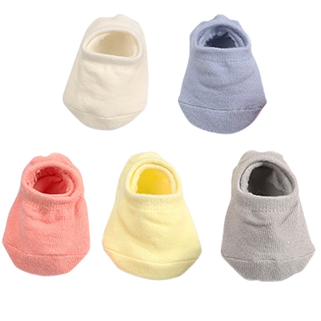 5 Pairs Baby Girls Boys No Show Socks Non-Skid With Grippers, Unisex Newborn Seamless Half Cushion Low Cut Socks, Anti Slip Sock
