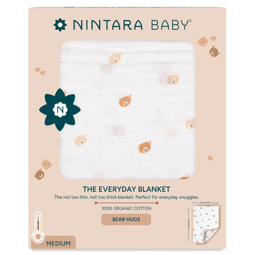 Nintarababy Everyday Blanket  Organic Cotton Muslin Baby Blanket, MediumWeight & Breathable, Soft For Newborns & Infants, Baby