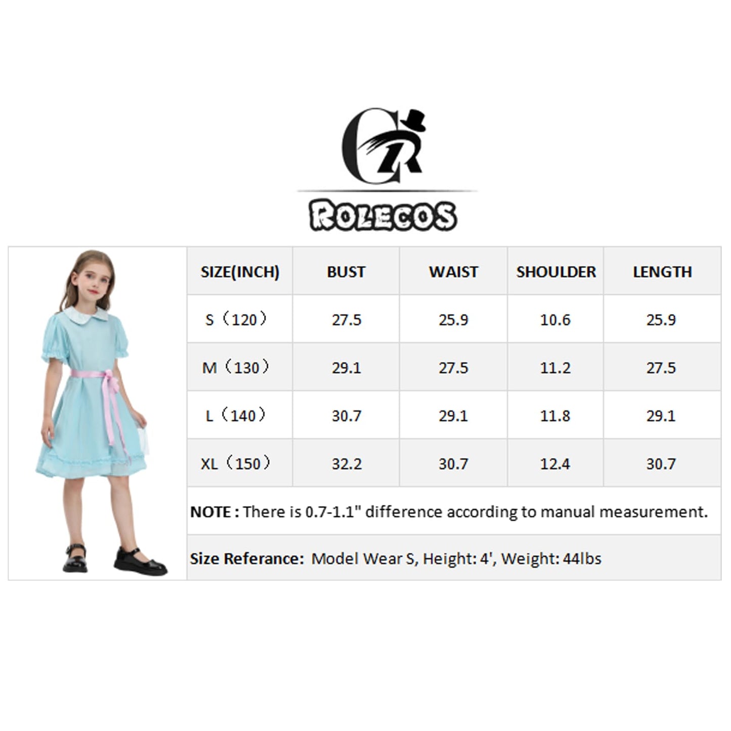 Cr Rolecos The Grady Twins Costume For Kids Girls Blue Creepy Sister Scary Doll Dress Halloween Party A150