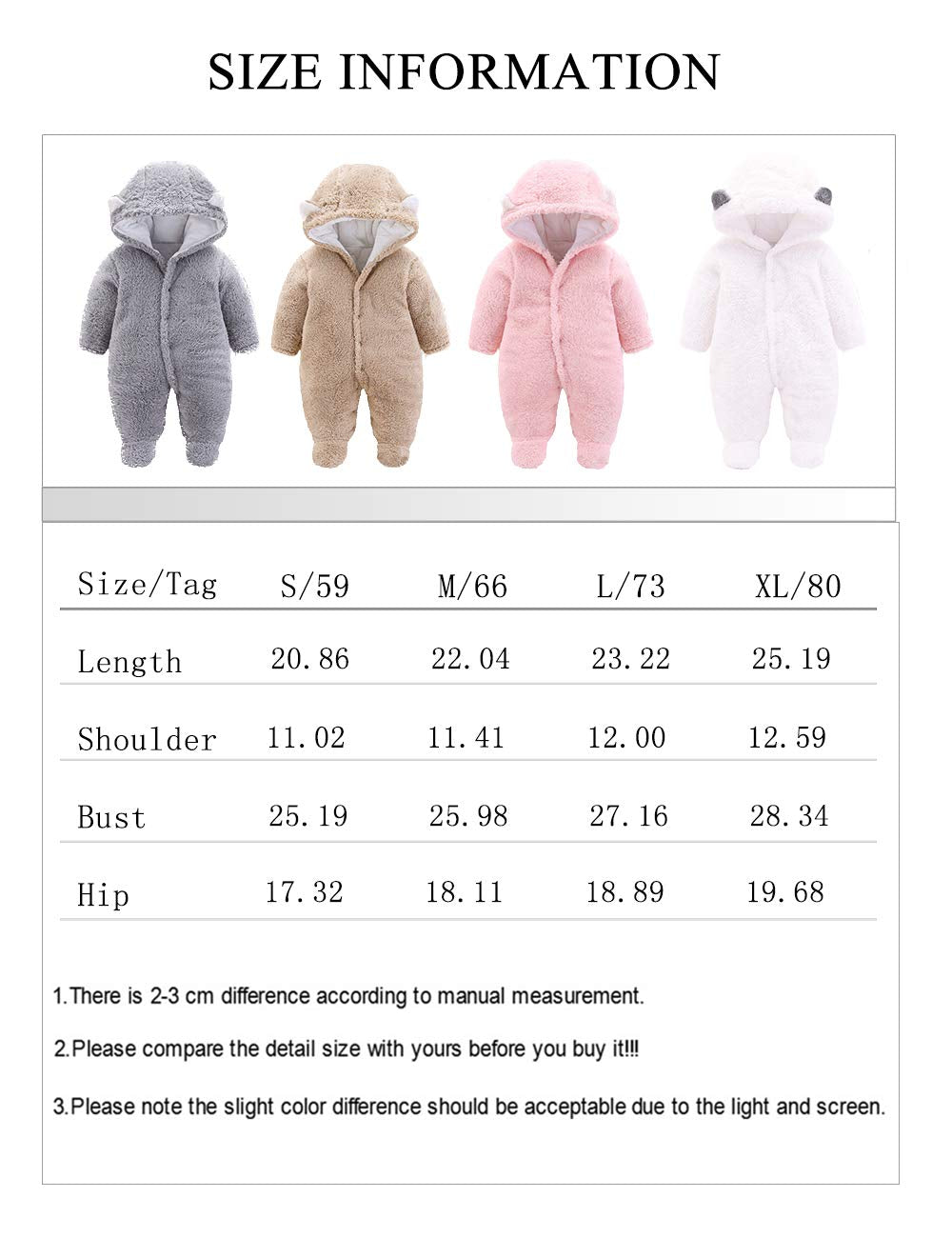 XMWEALTHY Baby Clothes Winter Coats Unisex Newborn Cute Jumpsuit Romper Coats Outfits Registry for Baby Light Blue L