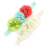 My Lello Baby Flower Headbands Fabric Beaded Trio Stretchy Elastic Pair (Aqua/Coral/Green/Ivory)