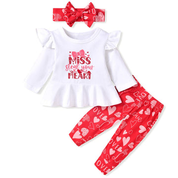 Aalizzwell 3-6 Months Baby Girl Valentines Day Clothes Infant Girls First Valentines Day Outfit My Tunic Clothing Set Heart Whit
