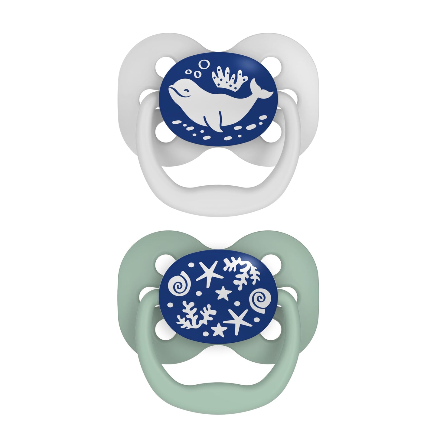 Dr. Brown'S Advantage Glow-In-The-Dark Baby Pacifier, Fully Symmetrical Soother With Soft Silicone Bulb, 0-6M, Bpa Free, Blue Oc
