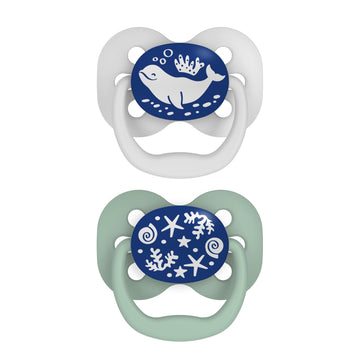 Dr. Brown'S Advantage Glow-In-The-Dark Baby Pacifier, Fully Symmetrical Soother With Soft Silicone Bulb, 0-6M, Bpa Free, Blue Oc