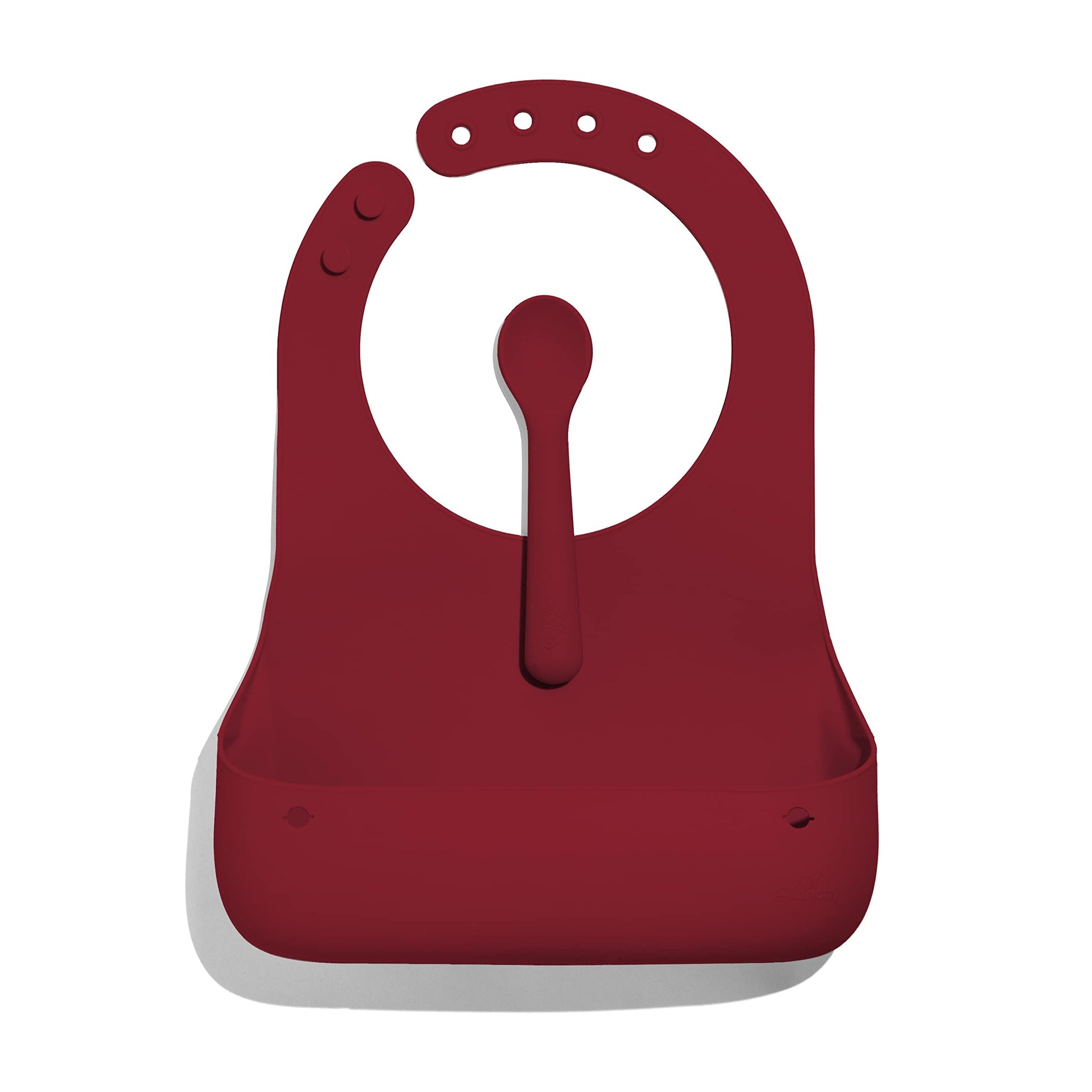 Avanchy Silicone Baby Bibs, Waterproof, Adjustable, BPA Free, Soft Unisex Set for Toddlers with Matching Spoon, Magenta