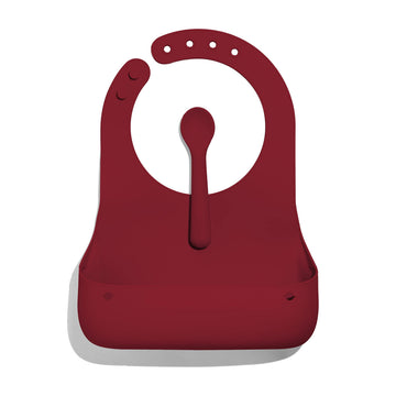 Avanchy Silicone Baby Bibs, Waterproof, Adjustable, BPA Free, Soft Unisex Set for Toddlers with Matching Spoon, Magenta