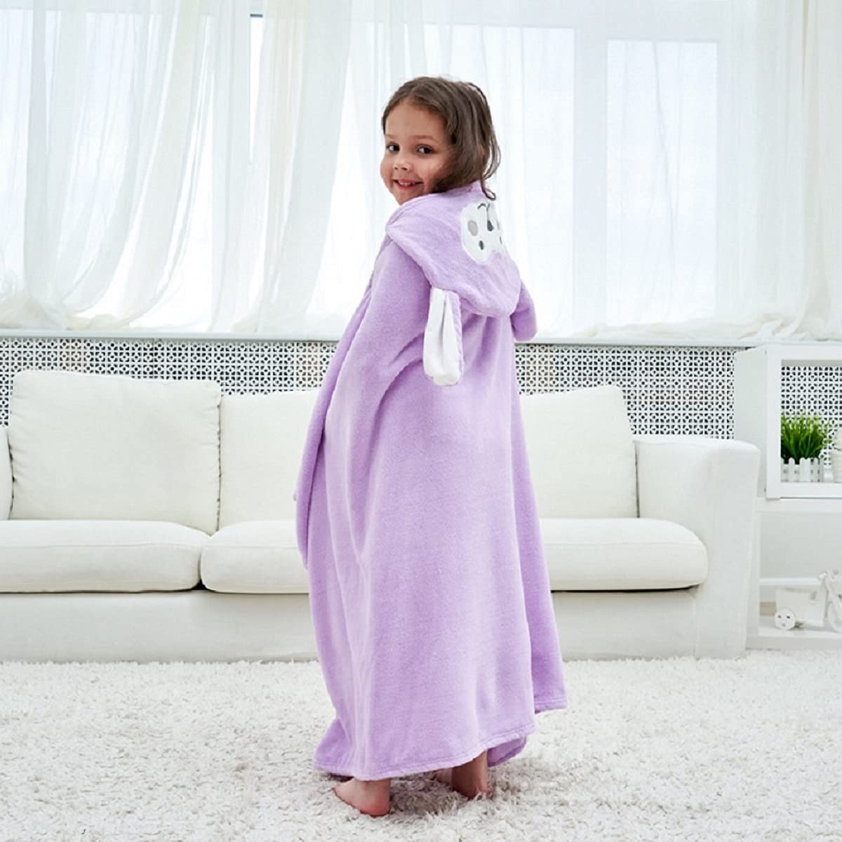 Vauwmsr Kids Hooded Beach Bath Towel Blanket Soft Warm Absorbent Swimming Poncho Shower Towel For Boys Girls, 55' X 28'
