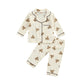 BULINGNA Kids Toddler Girl Boy Two Piece Pajamas Set Button Down Pajama Shirt Top Pants Shorts Bear Sleepwear Pjs Set, Apricot, 
