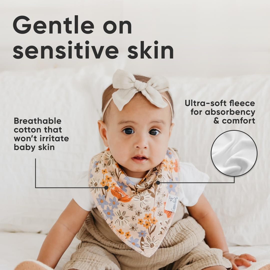Baby Bandana Drool Bibs for Drooling and Teething 4 Pack Gift Set Flora by Copper Pearl