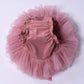 Baby Girls Tutu Skirt With Diaper Cover Cotton Tulle Bloomers And Headband Sets Bean Sand 6-12 Months