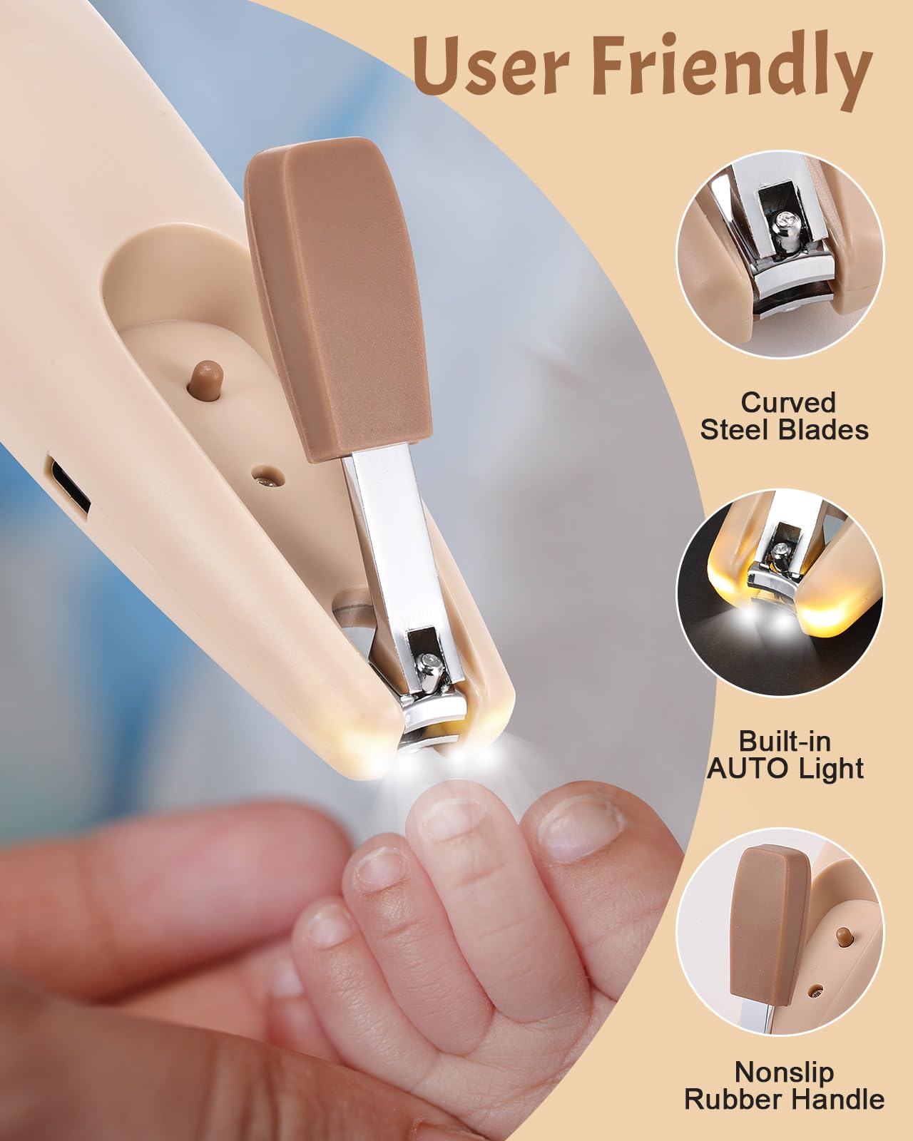 Lictin Baby Healthcare And Grooming Kit, 26 In 1 Rechargeable Baby Nail Trimmer Electric Set,Safe Baby Nail File With Auto Light