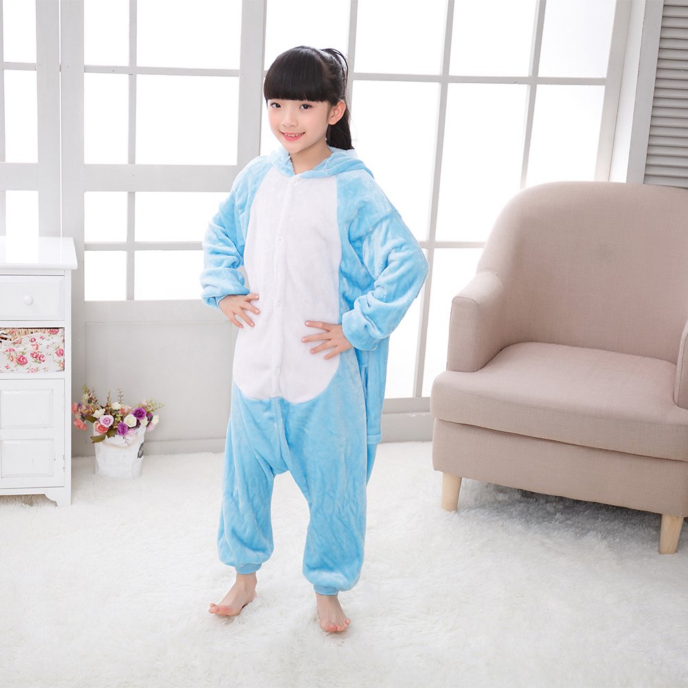 Wafunne Kids Rabbit Costume Cosplay Halloween Easter Animal Onesie For Boys Girls Child Blue Bunny S