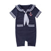 Xm Nyan May'S Baby Toddler Boys Sailor Stripe Romper Marine Navy Romper Onesie Outfit, 6-12 Months