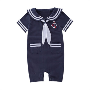 Xm Nyan May'S Baby Toddler Boys Sailor Stripe Romper Marine Navy Romper Onesie Outfit, 6-12 Months