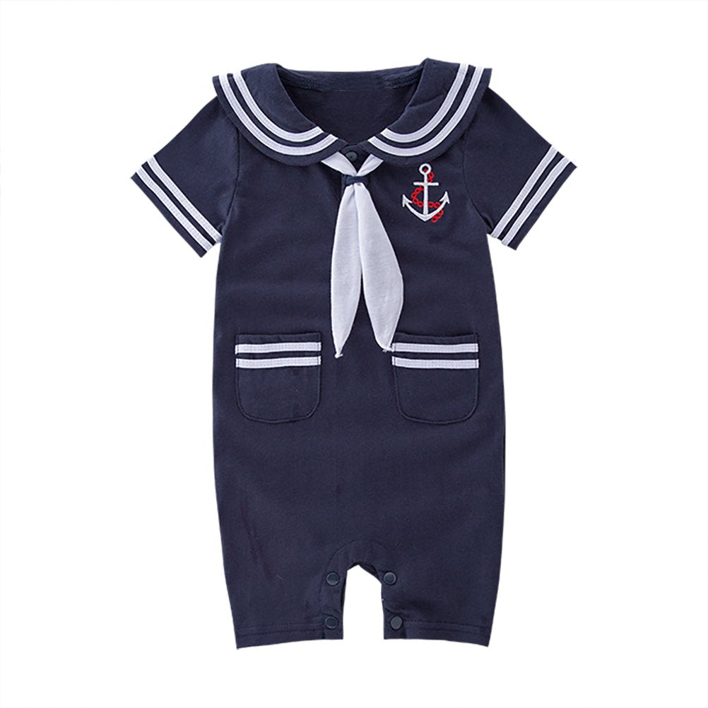 Xm Nyan May'S Baby Toddler Boys Sailor Stripe Romper Marine Navy Romper Onesie Outfit, 3-6 Months