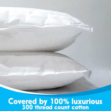 Kinder Fluff Toddler Pillow (2Pk) - The Only Pillow For Kid 300T Soft Cotton & Down Alternative, Hypoallergenic & Machine Washab