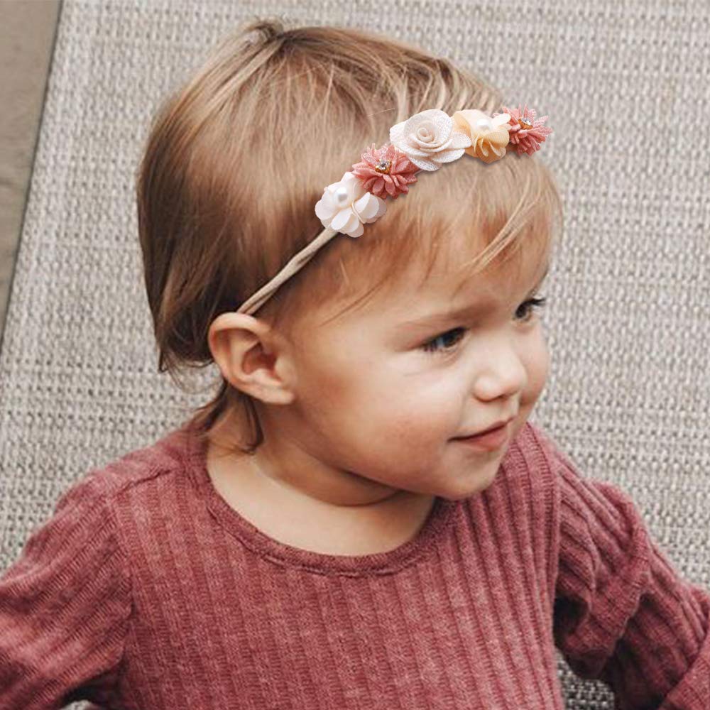 Mligril Baby Girl Floral Headbands Set - 3Pcs Flower Crown Newborn Toddler Hair Accessories