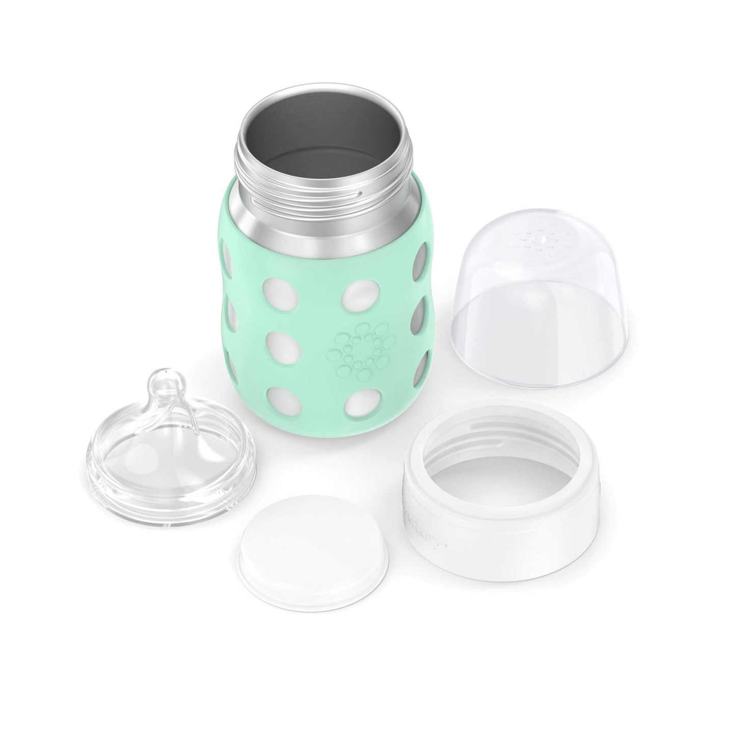 Lifefactory 8-Ounce Stainless-Steel Vacuum-Insulated Wide-Neck Baby Bottle With Stage 2 Nipple (3-6 Months) Mint, Ls2211Wmi4