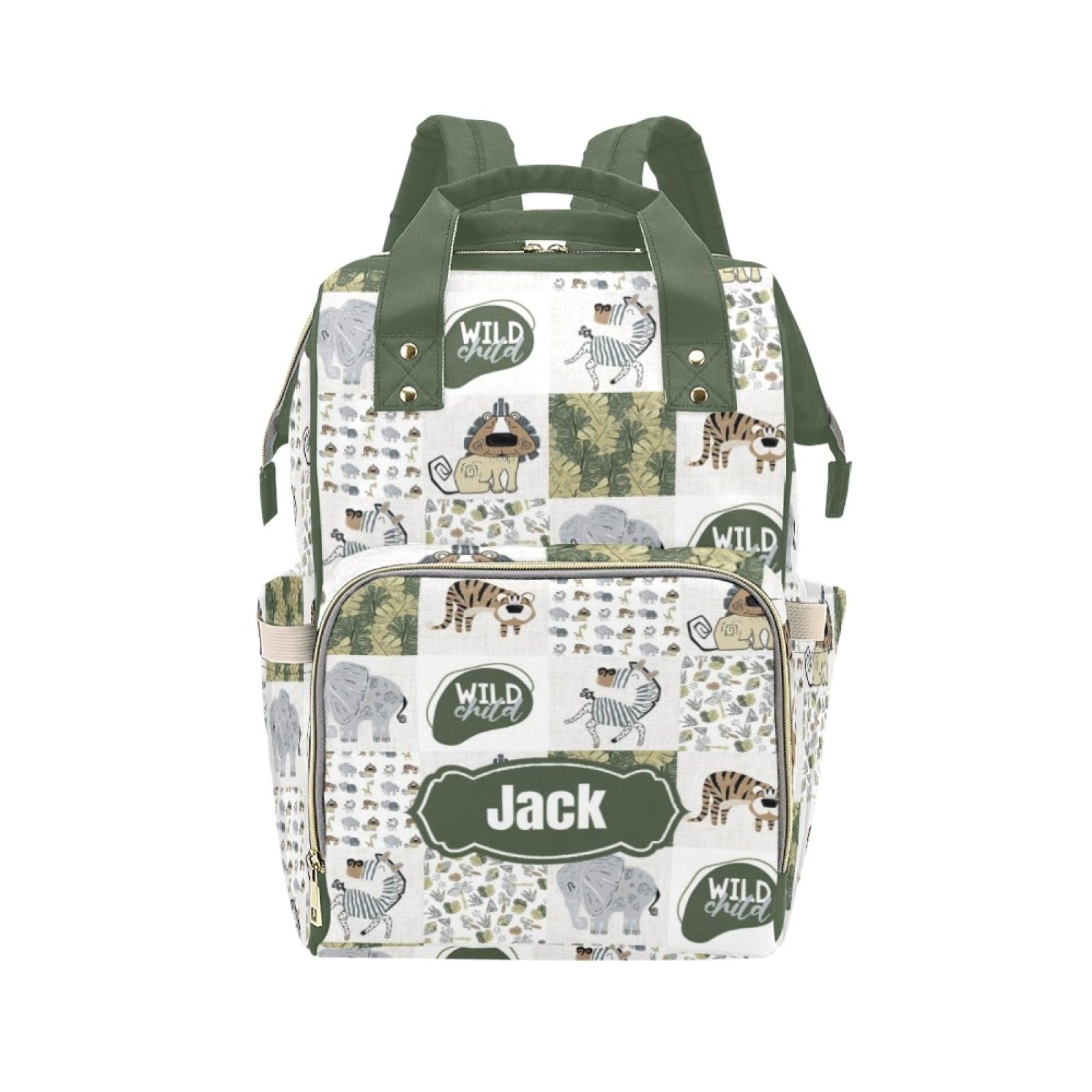 Noverbibi Custom Diaper Bag for Baby - Personalized Forest Animals Nursing Bag with Custom Name