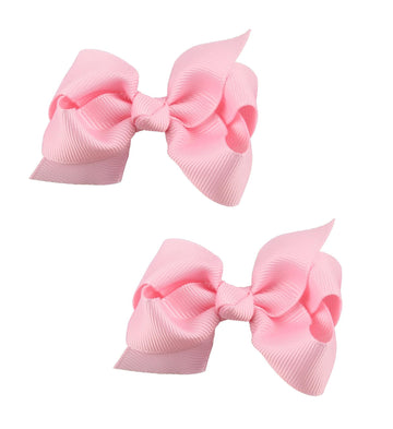 Koolgil Baby Girl's 2Pcs Cute 3 Inch Pure Color Bow-knot Hair Clip for Photography Travel Daily Life (Pink)