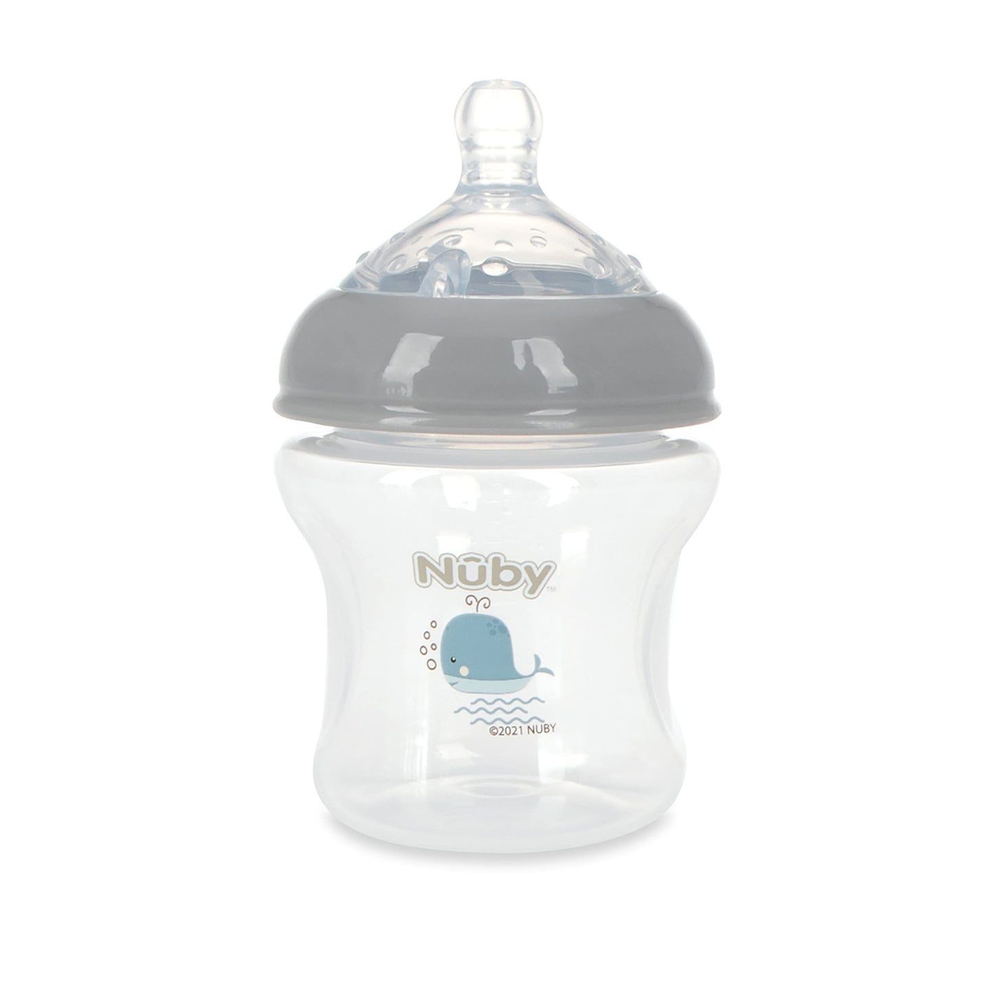 Nuby 3-Pack Infant Feeding Bottles With Slow Flow Breast Size Silicone Nipple: 0+ Months, 6Oz, 3 Pack Set: Delicate Whale, Jelly