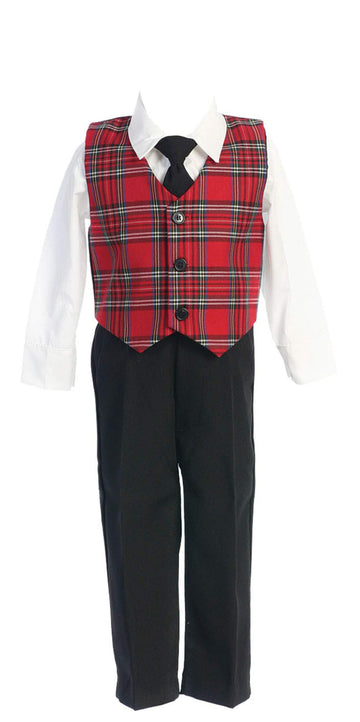 Special Occasion Holiday Christmas New Year Girls Red Plaid Suit Toddler 2T