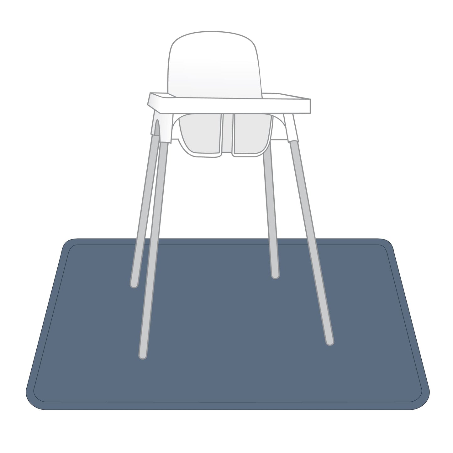 Bapronbaby Minimalist Dusty Blue Splash Mat - Waterproof Catch-All For Under High Chairs, Floors, Tables, Playtime Or Arts & Cra